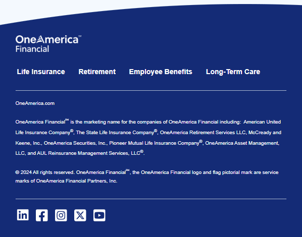 OneAmerica Financial Footer