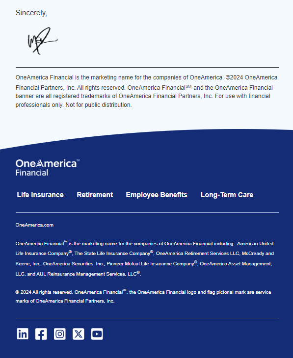 OneAmerica Financial Footer