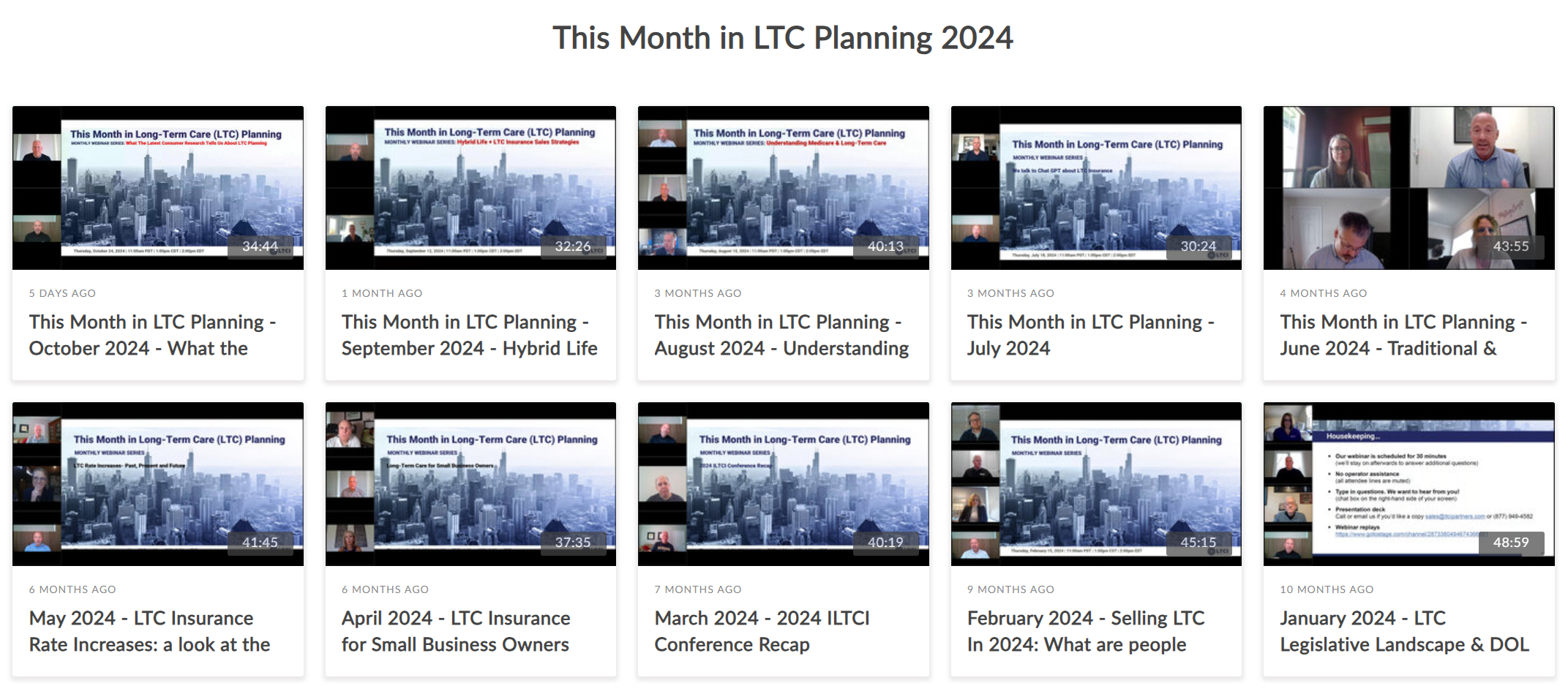 LTCI Partners On-Demand Webinar Library